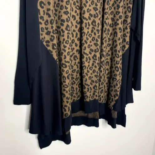 Alembika Chiu Oversized Cheetah Mock Neck Top Women XL Brown Black