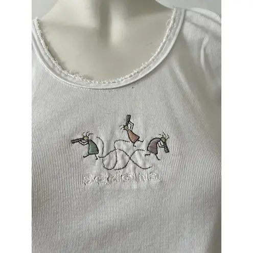 Vintage Emi Sportswear Cotton White Sedona Arizona Embroidered Caterpillar Tank Size L
