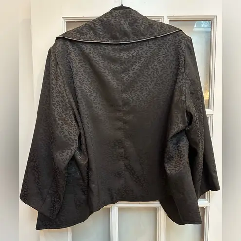 The Collective Works of Berek Art To Wear Zipper Leopard Jacket Plus Size 2X Black