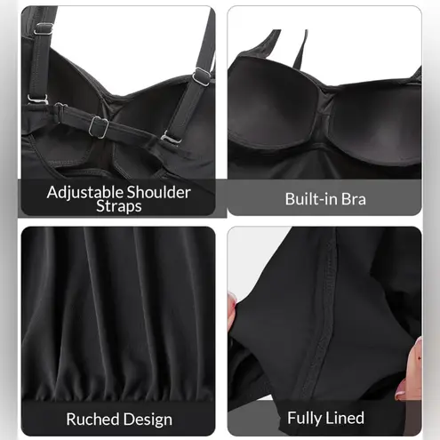 Yonique Women One Black Swimsuit Tummy Control Bathing Suit Twist Front Ruched Size 22W