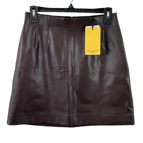 MM.LaFleur NWT M.M. Lafleur The Whitney Brown Vegan Faux Leather A-Line Mini Skirt Size 2 - Image 3