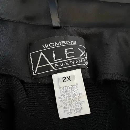 Alex Evenings Black Paisley Print Satin Shawl Collar Chiffon Long Sleeve Jacket