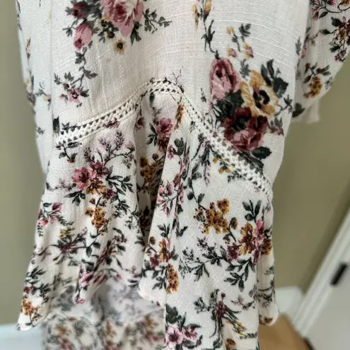 Lovestitch Mixed Print Ruffle Sleeve Floral Dress - Medium