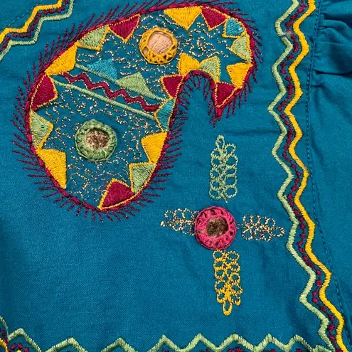 Sandy Starkman Loungewear Vintage Embroidered Nightgown Turquoise Est. Size M Blue