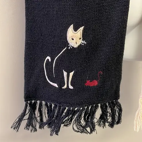 Christopher & Banks Cat Winter Scarf w/ Fringe Y2K 76” by 7.75” Cotton Blend