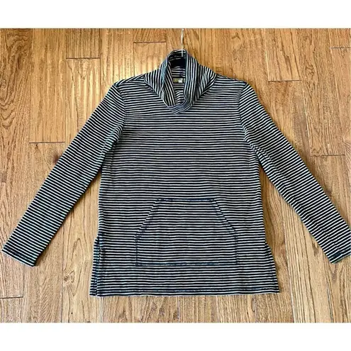 Lilla P black striped cowl neck pouch front sweater small