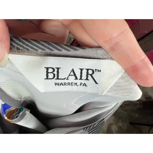 Blair Shirt dress 1980s geometric jewel tones gray purple blue