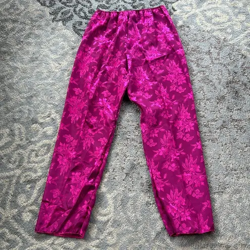 Vintage Sterling Sophisticates Satin Jaqaurd Pajama Set Magenta Medium Pink