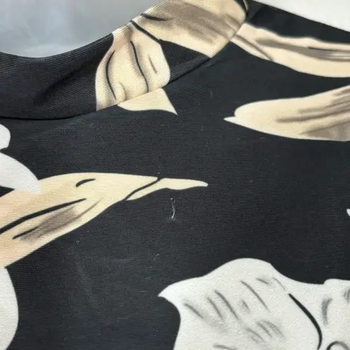 Floral Long Sleeve Swim Dress Size XL Black