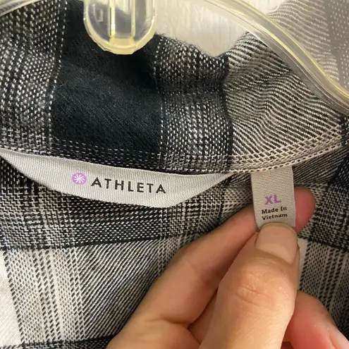 Athleta  lumberjill flannel black white plaid button up XL NWT $89