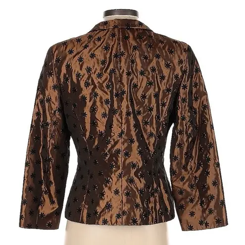 Juliana Collezione Bronze Floral Ruched Brocade Evening Jacket Size 4 Brown