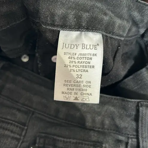 Judy Blue Black High-Rise Boyfriend Jeans Slim Fit Size 32 Cuffed or Uncuffed