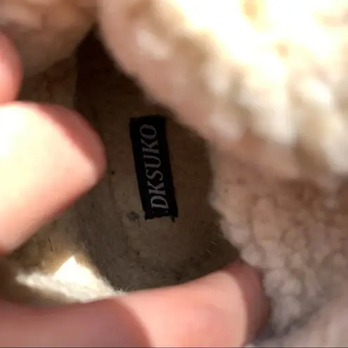 DKSUKO Black Fur Trim Duck Boots Lace Up Womens 7