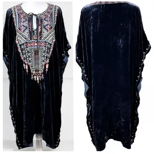 Johnny Was Nemita extremely heavily embroidered velvet Caftan/Tunic NWT RARE - Image 5