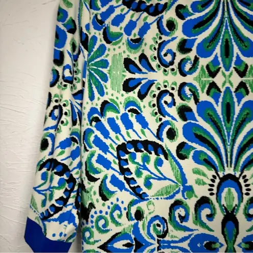 Eliza J Blue Paisley Sheath Dress Womens 4 Mini 3/4 Sleeve Preppy Office Work