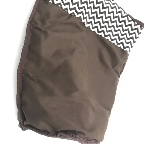 Chevron Purse with Angled Strap Zig Zag White Brown