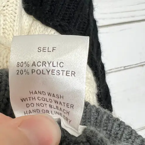 Mello Patchwork Sweater Colorblock Knit Henley Boho Size Small Gray