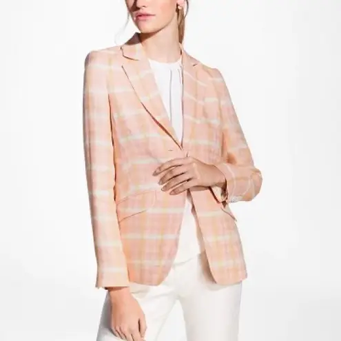 Brooks Brothers Linen Blazer – Peach Plaid, Size 6