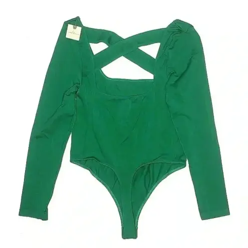 Anthropologie  Emerald Green The Viv Long-Sleeve Bodysuit Size L/XL NWT
