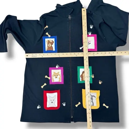 Bechamel Dog Lover Embroidered Patches Full Zip Cardigan Jacket Blue Large