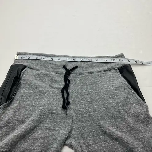 Monrow Grey Gray Jogger Pant With Black Faux Leather Sides Womens Size Medium Gray