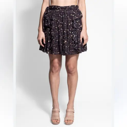 Ulla Johnson Zea Skirt in Jet Floral Vine Metallic Mini Skirt Ruffle Size 2