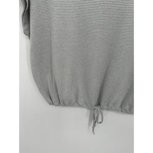 Dex Light Grey Short Sleeve Thermal Tie Front Drawstring Top Women's Size Small Gray