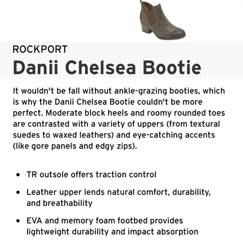 Rockport Danii Chelsea Bootie Stone Suede Ankle Boots Size 7
