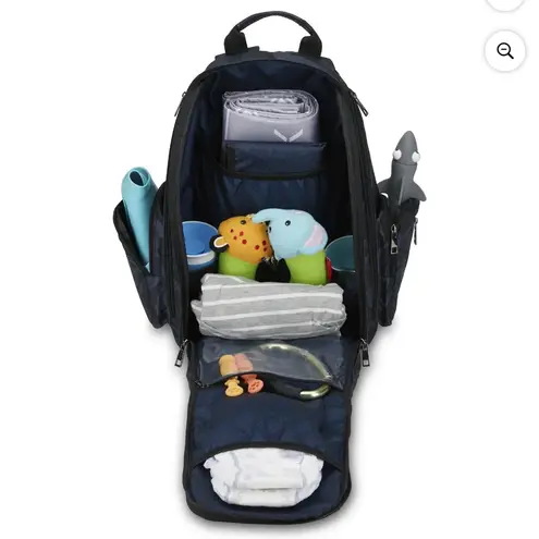 Monbebe Metro infant diaper bag back pack with changing pad. Blue