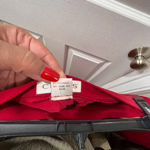 Chaus Red Silk Pleated Trousers Elegant Formal Wear Size 14 Red