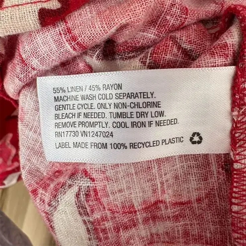 RHODE x Target Women's Linen Blend Floral Bell Sleeve Midi Dress Red Size 28