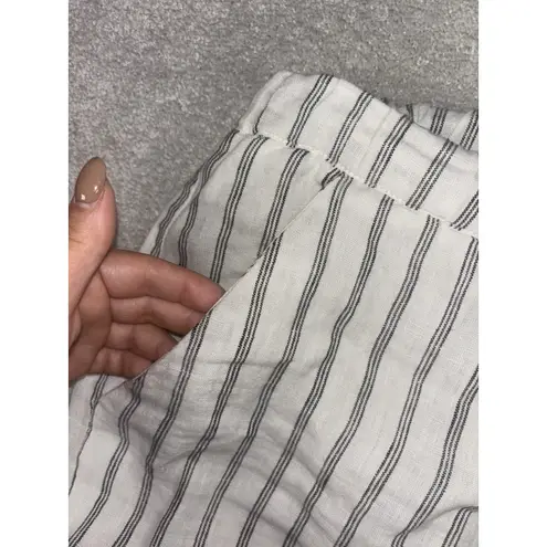 Quince Women's European Linen Pants Size M Loose PinStripe Pockets White Black Size M