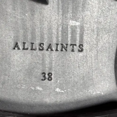 AllSaints Harlee Tan Brown Leather Lug Sole Chelsea Boots Size 8 Statement