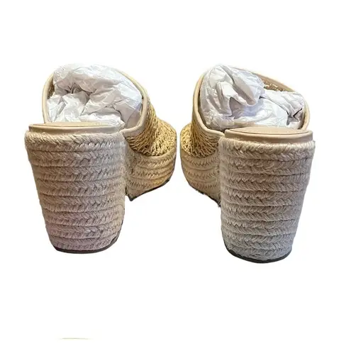 Cecelia New York NIB Size 7 Womens Farra Wedge Espadrille Slide Sandals Sugar Tan