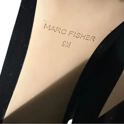 Marc Fisher  Caitlin Pointy Pump Black Suede Leather 2.75 Inch Block Heel Size 9M - Image 6