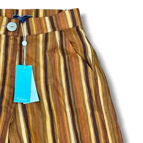 NWT Shore Size S Orange Brown Stripe Flare Wide Leg Pants