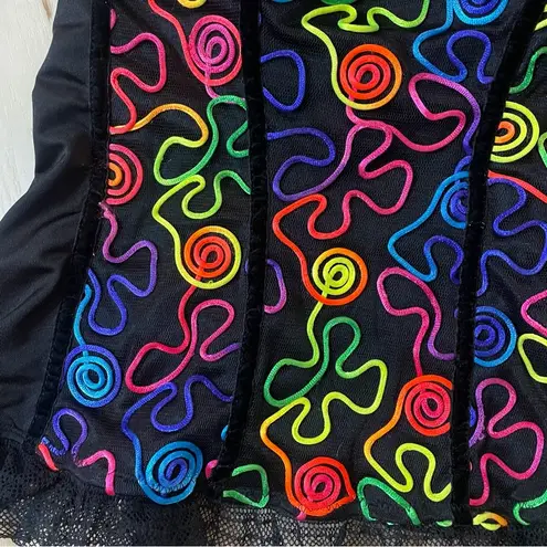 Just One Black Corset With Multicolor Design And Zip Up Back Size Large