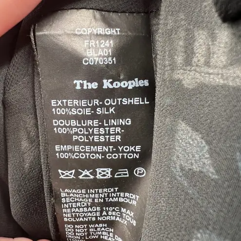 The Kooples Black Floral Print Silk Dress Short Sleeve Size Large