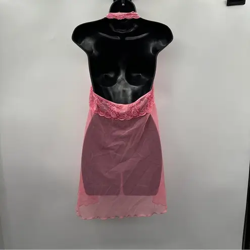 Victoria's Secret Y2K Vintage Pink Floral Embroidery Lingerie Slip Dress Sz L