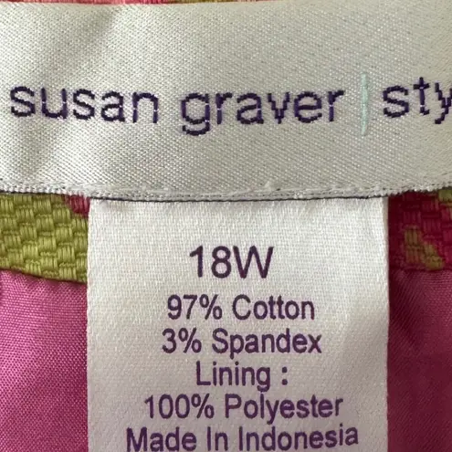 Vintage Susan Graver Sz 18 Womens pink green floral satin lined button blazerY2K