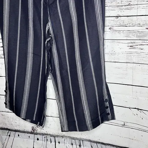 Lane Bryant  NWT 20 Blue Stripe Linen Blend High Rise Laney Wide Leg Crop Pants