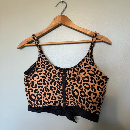 REEF Coral  Kylie Leopard Print Swim Top size M, 8-10