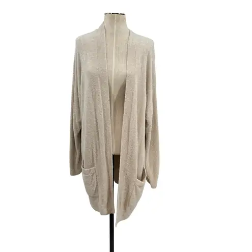 Barefoot Dreams CozyChic Lite Cardigan Ribbed Edge Cream Ivory Size Large