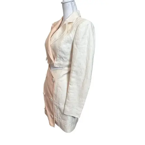 Significant Other Glider Blazer Linen Dress Cut Out Mini Peach Cream Size 4 White