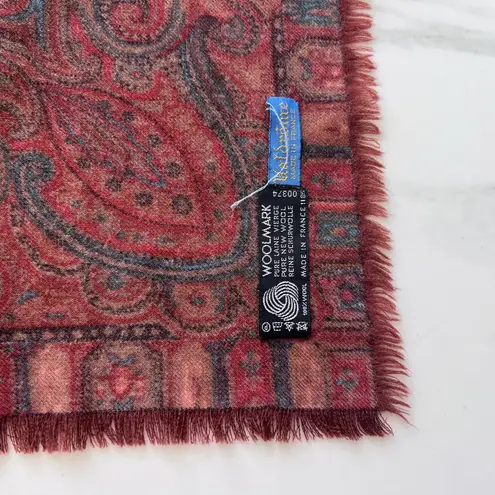 Valdrome scarf paisley wool wrap blanket orange brown blue oversized vintage