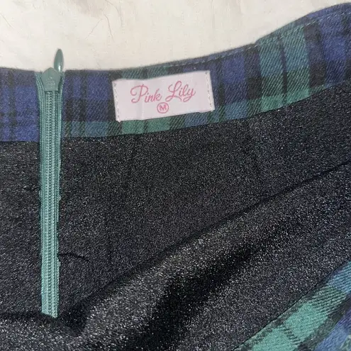 Pink Lily Green and Blue Plaid skirt