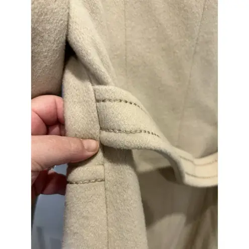 VTG Alorna Holly Plush Womens Short Wool Double Breasted Coat Off White Medium Brown