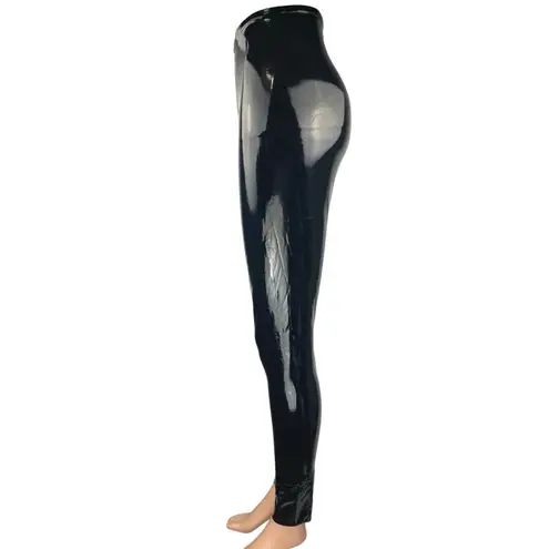 Commando Black Latex Faux Patent Leather High Waist Skinny Leggings Pants Size S