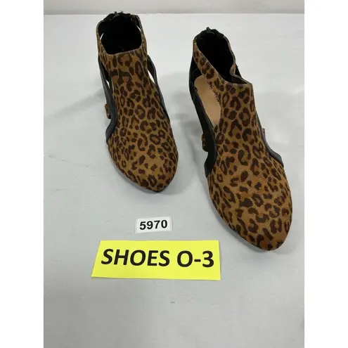 Comfortview Womans Sage Animal Print Shoes 10.5 W Brown Black Back Zip Open Side