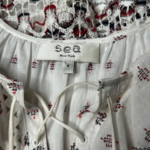 Sea New York Colette Ruffle Tassel Maxi Dress White Size 8